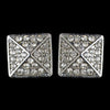 Rhodium Silver Clear Rhinestone Egyptian Inspired Square Bridal Wedding Earrings 9625