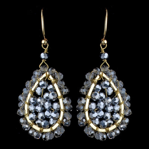 Gold Smoke Rondelle Swarovski Crystal Bead Drop Bridal Wedding Earrings 9632