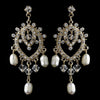 Gold Freshwater Pearl & Swarovski Crystal Bead Dangle Chandelier Bridal Wedding Earrings 9683