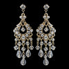 Gold Swarovski Crystal & Rhinestone Chandelier Bridal Wedding Earrings E 9685