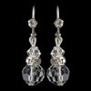 Silver Clear Swarovski Crystal Bead & Rondelle Dangle Leverback Bridal Wedding Earrings 9712