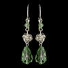 Silver Green Rondelle & Clear Rhinestone Leverback Drop Bridal Wedding Earrings 9714