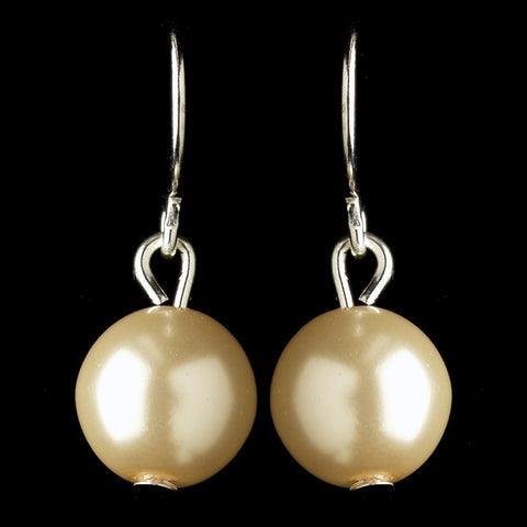 Silver Ivory Pearl Hook Drop Bridal Wedding Earrings 9715