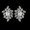 Rhodium Clear Oval & Marquise CZ Crystal Cluster Stud Bridal Wedding Earrings 9731