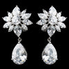 Rhodium Clear Teardrop CZ Drop Bridal Wedding Earrings 9738