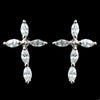 Rhodium Clear Marquise CZ Cross Stud Bridal Wedding Earrings 9792