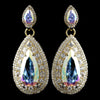 Gold AB Teardrop CZ Drop Bridal Wedding Earrings 9798