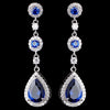 Rhodium Sapphire Teardrop CZ Dangle Bridal Wedding Earrings 9802