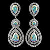 Rhodium AB Teardrop & Round CZ Dangle Bridal Wedding Earrings