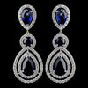 Rhodium Sapphire Teardrop & Round CZ Dangle Bridal Wedding Earrings 9803