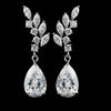Rhodium Clear Teardrop CZ Drop Bridal Wedding Earrings