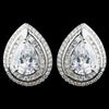 Rhodium Clear Large CZ Teardrop Stud Bridal Wedding Earrings 9857