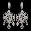 Antique Rhodium Silver Clear Swarovski Crystal Bead & Rhinestone Bridal Wedding Earrings 9863