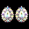 Silver AB Teardrop Large Stud Bridal Wedding Hair Clip-On Bridal Wedding Earrings 9888
