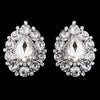 Silver Clear Teardrop Large Stud Bridal Wedding Hair Clip-On Bridal Wedding Earrings 9888