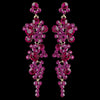 Gold Fuchsia Rhinestone Round Dangle Bridal Wedding Earrings 9889