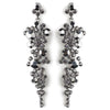 Silver Smoke Rhinestone Round Dangle Bridal Wedding Earrings 9889