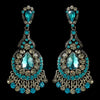Teal Crystal Chandelier Bridal Wedding Earrings E 989