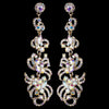 Gold AB Rhinestone Dangle Bridal Wedding Earrings 9890