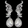 Silver Clear Rhinestone Drop Bridal Wedding Earrings 9891