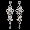 Silver AB Rhinestone Round Circle Dangle Bridal Wedding Earrings 9892