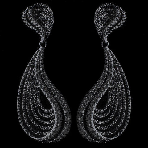 Black Rhinestone Dangle Bridal Wedding Earrings 9893