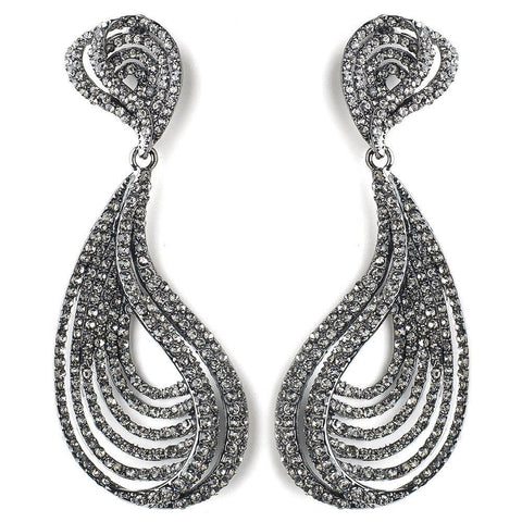 Silver Smoke Rhinestone Dangle Bridal Wedding Earrings 9893