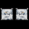 Rhodium Clear Princess CZ Stud Bridal Wedding Earrings 9895