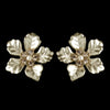 Matte Light Gold & Champagne Pearl Rhinestone Flower Bridal Wedding Earrings 9905