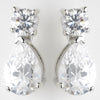 Silver Clear CZ Tear Drop Bridal Wedding Earrings 9951