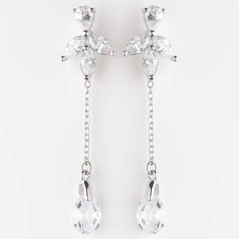 Silver Clear Swarovski & CZ Crystal Dangle Drop Bridal Wedding Earrings 9953