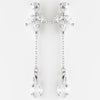 Silver Clear Swarovski & CZ Crystal Dangle Drop Bridal Wedding Earrings 9953