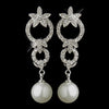 Antique Silver Ivory Pearl Drop & Clear CZ Crystal Bridal Wedding Necklace & Earrings Bridal Wedding Jewelry 9956