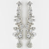 Rhodium Clear Rhinestone Drop Bridal Wedding Earrings 9961