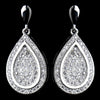 Antique Silver Clear CZ Crystal Dangle Bridal Wedding Earrings 9965