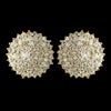 Gold Clear CZ Crystal Round Stud Bridal Wedding Earrings 9966