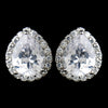 Solid 925 Sterling Silver CZ Crystal Teardrop Bridal Wedding Earrings 9990