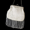 * Beautiful Ivory Satin Bead Fringe Bridal Wedding Evening Bag 205