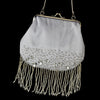 * Beautiful Ivory Satin Bead Fringe Bridal Wedding Evening Bag 205