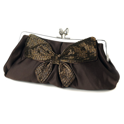 Matte Satin Beaded Bow Tie Bridal Wedding Evening Bag 301