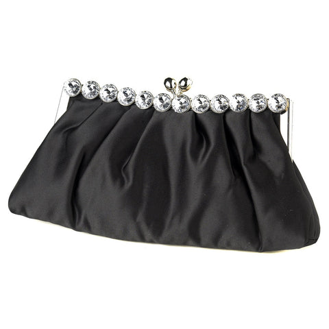 Chic Satin Clear Rhinestone Bridal Wedding Evening Bag 302