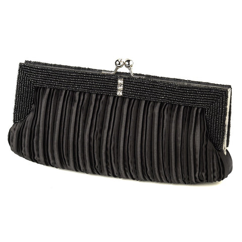 Gorgeous Pleated Satin Beaded Bridal Wedding Evening Bag 304