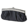 Satin Bridal Wedding Evening Bag 322 with Crystal Trim Accent & Closure, Silver Shoulder Strap