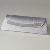 Satin Bridal Wedding Evening Bag 323 with Crystal Trim Accent & Closure, Silver Shoulder Strap