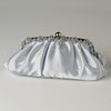 Satin Bridal Wedding Evening Bag 324 with Silver Frame & Silver Shoulder Strap