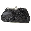 * Braided Ruffle Floral Rhinestone Bridal Wedding Evening Bag 328 with Silver Frame & Shoulder Strap