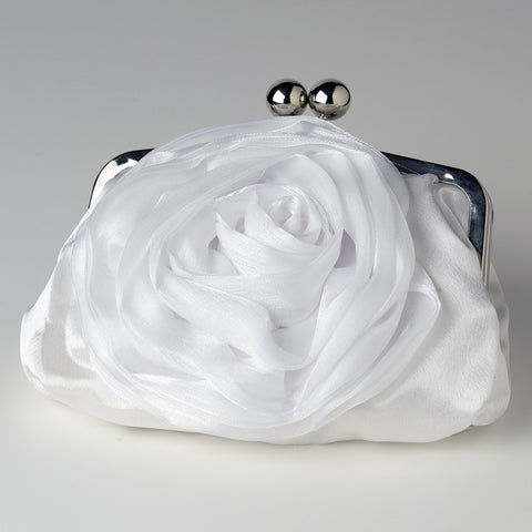 Floral Rose Bridal Wedding Evening Bag 329 with Silver Frame & Shoulder Strap