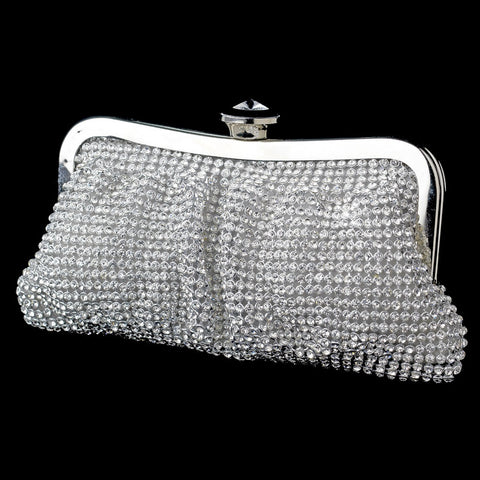Silver Clear Crystal Bridal Wedding Evening Bag 331