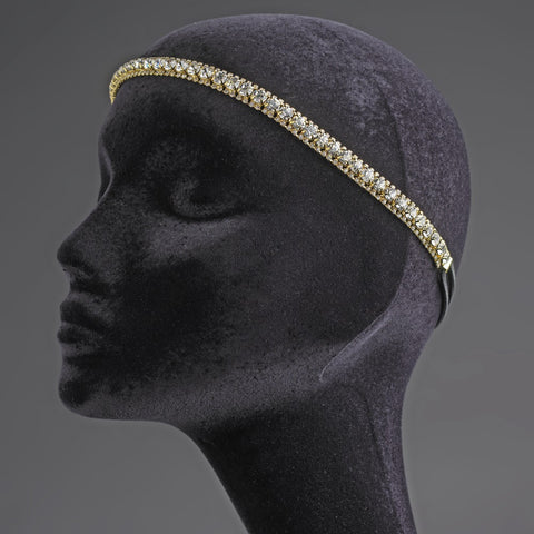 Gold Clear Rhinestone Bridal Wedding Elastic Headband 2655