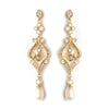 Gold Vintage CZ & Freshwater Pearl Bridal Wedding Earrings 2027